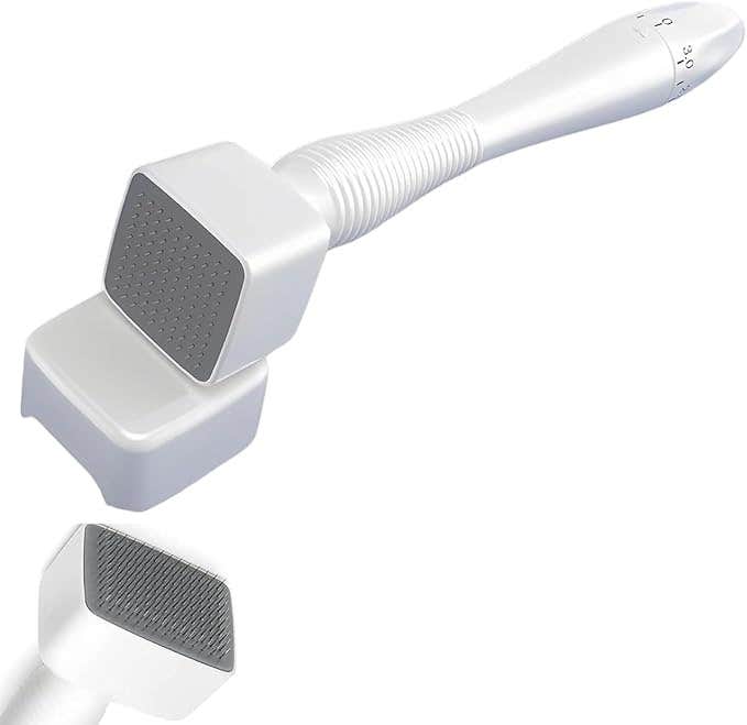 Derma Stamp, for skin, hair and beard growth, 140 titanium needles, 0.25 mm - White