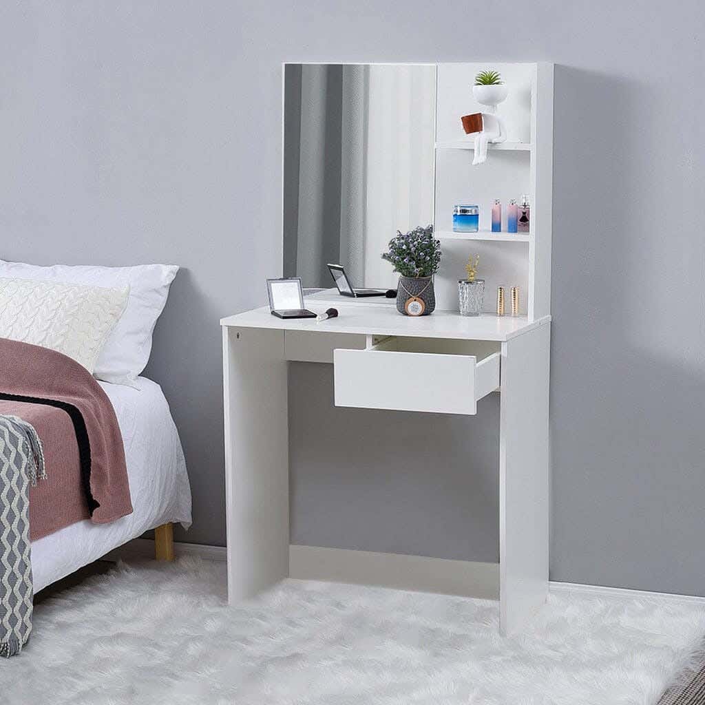 MDF Wood Dressing Table, 150×40×80 cm - White