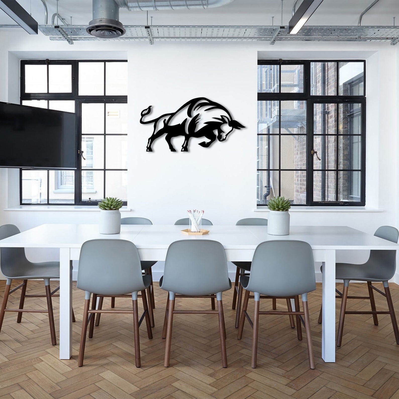 MDF Bull Wall Hanging Decor, 130X70X0.5 Cm - Black