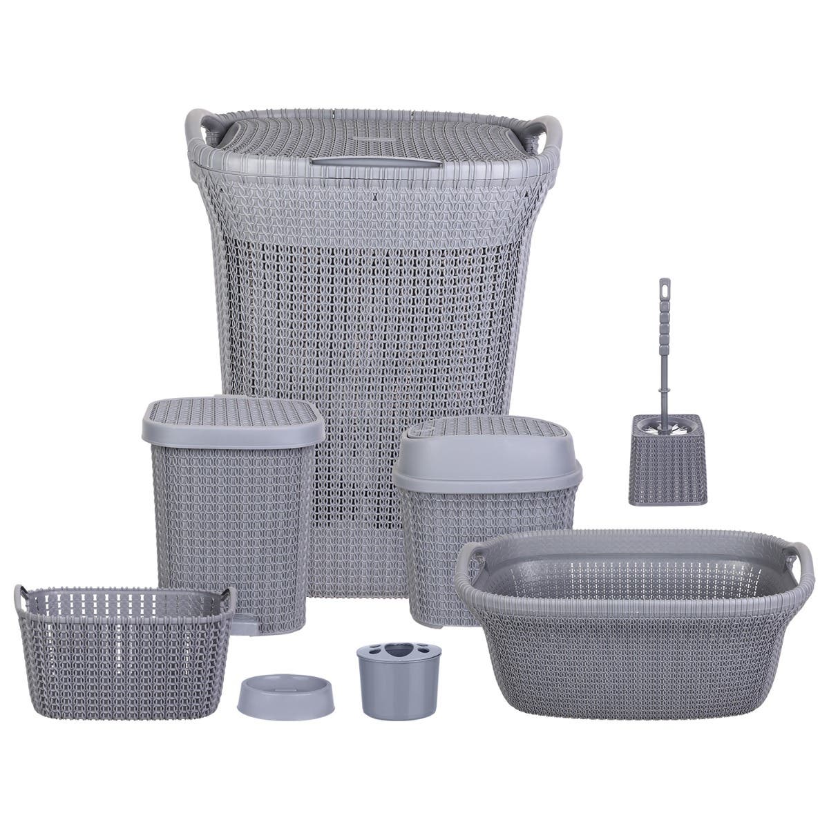 El Helal & Star Cleaning Tool Set, 8 Pieces - Grey