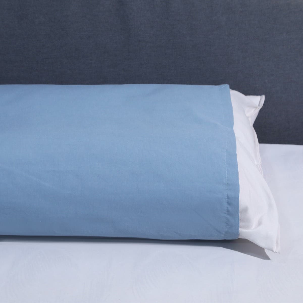 For Bed Cotton Long Pillow Cover, 120×45 cm - Petrol