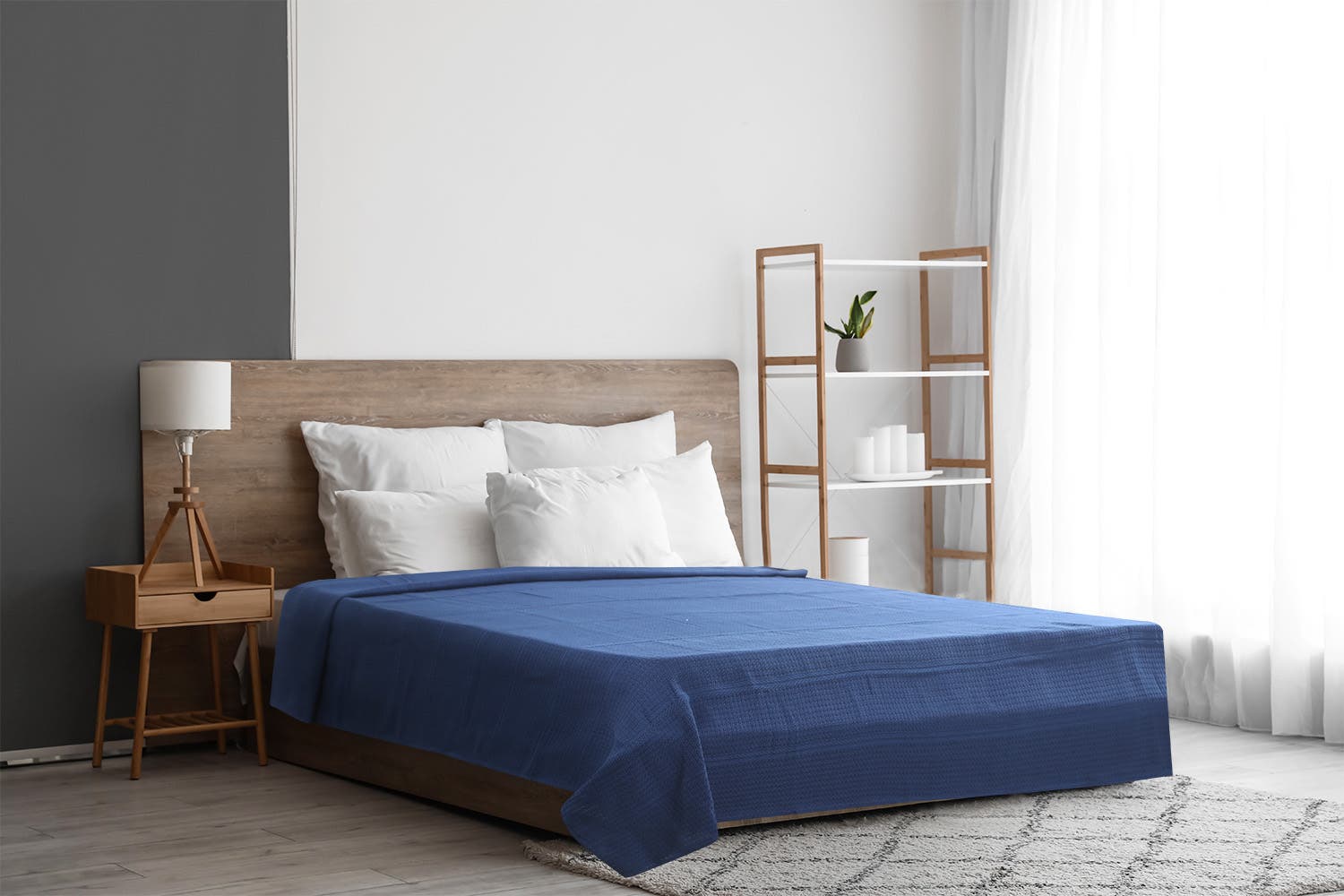 Mehalla Cotton Coverlet, 230×250 Cm, Approximately 375 Grams - Navy