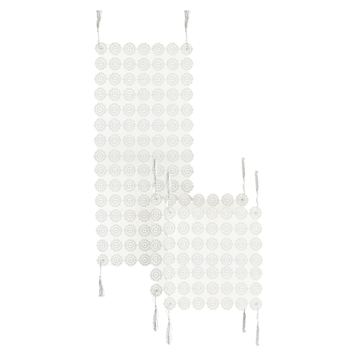 Tulle Embroidered Tablecloth Set, 3 Pieces - White