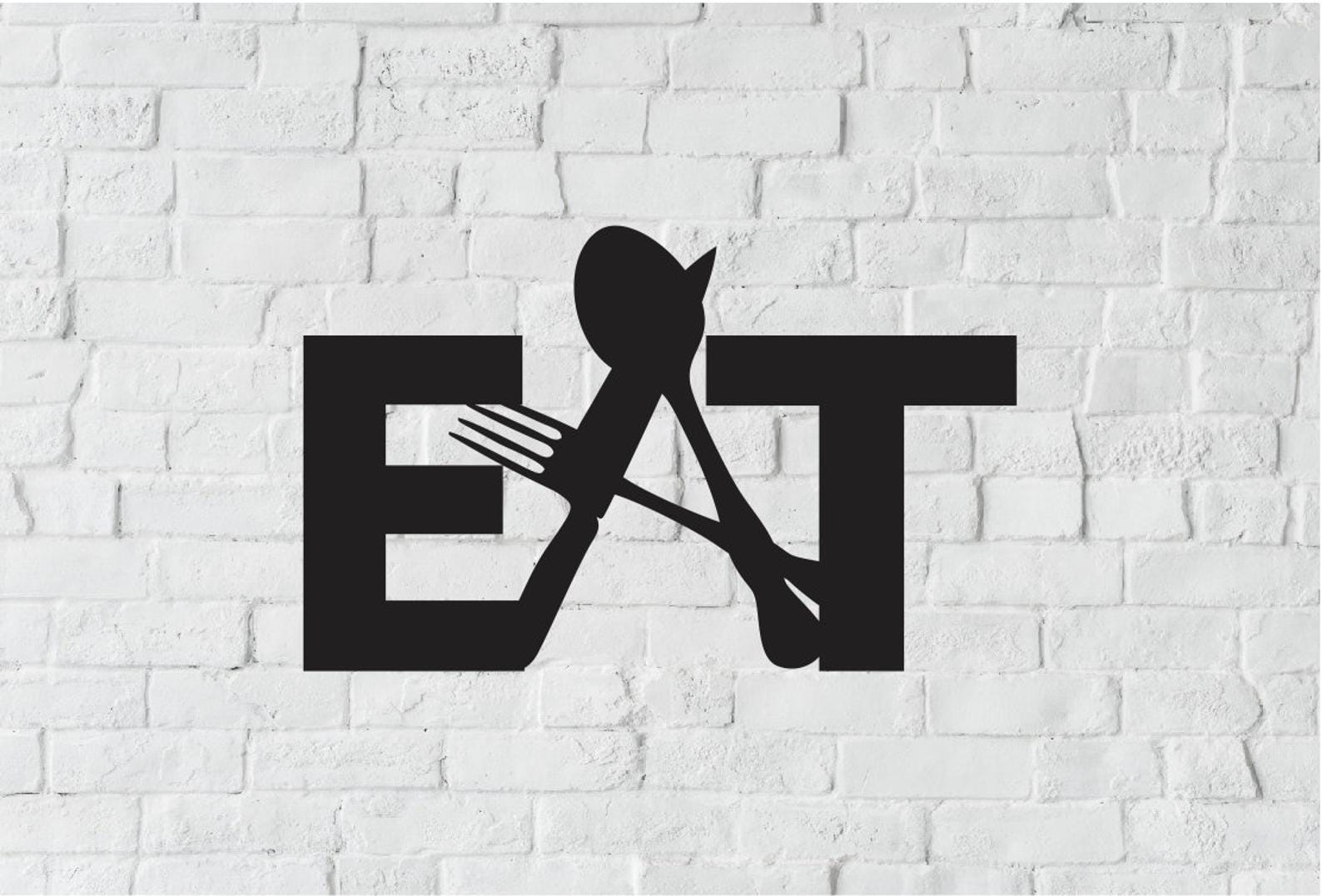 MDF Eat Sign Kitchen Decor Wall Sign, 100X62X0.5 Cm - Black