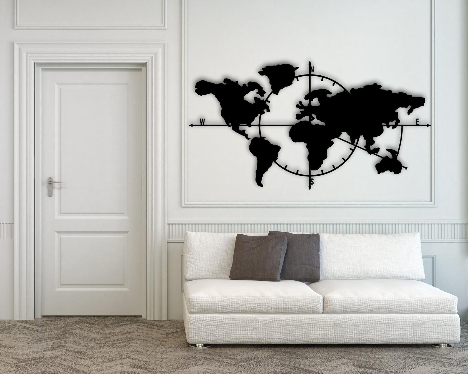 MDF Map Of Life World Art, 100X100X0.5 Cm - Black