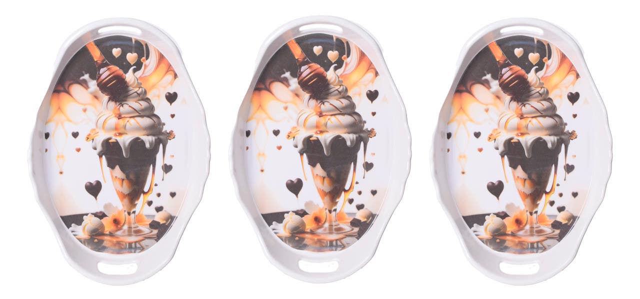 Oval Melamine Tray Set, 3 Pieces - White