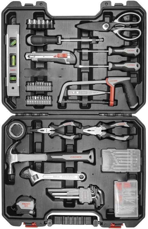 Crown CPHTS-BXA116 Hand Tool Set, 116 Pieces, Circle Tools, Plastic Bag - Multicolor