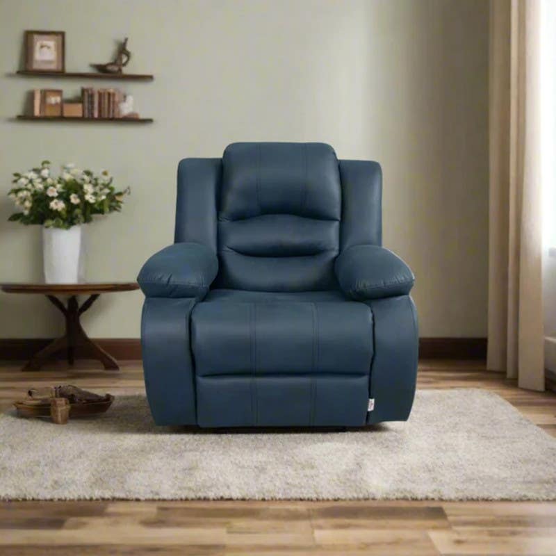 Lazy Boy Chair, 3-Motion Mechanism, 100x90x105 cm, Beech Wood - Navy Blue
