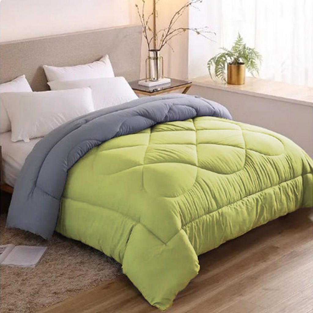 Line Sleep Fiber Double Face Quilt, 240x220 cm - Lemon Grey