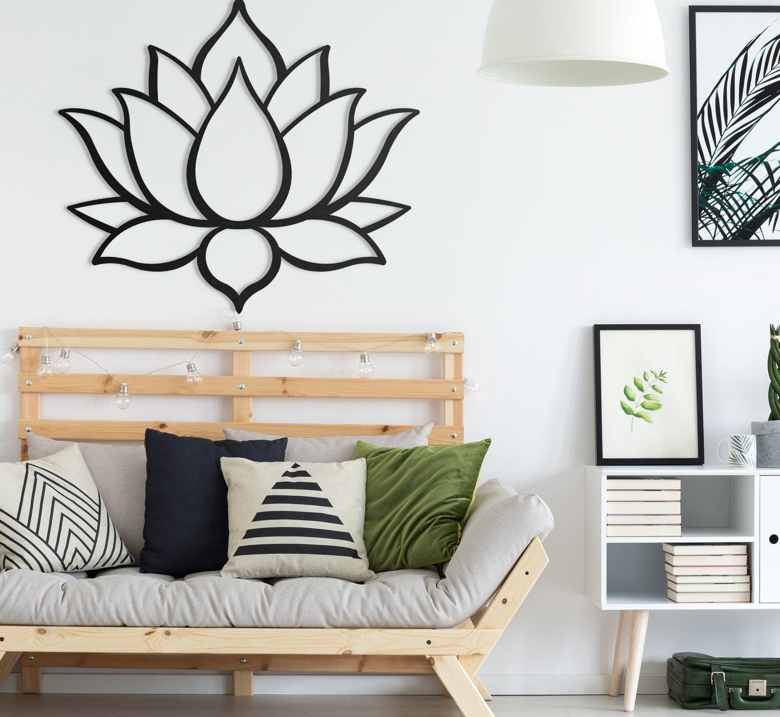 MDF Lotus Flower Wall Hanging Arta, 110X96X0.5 Cm - Black