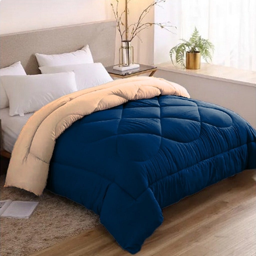 Line Sleep Fiber Double Face Quilt, 220x180 cm - Simone Navy