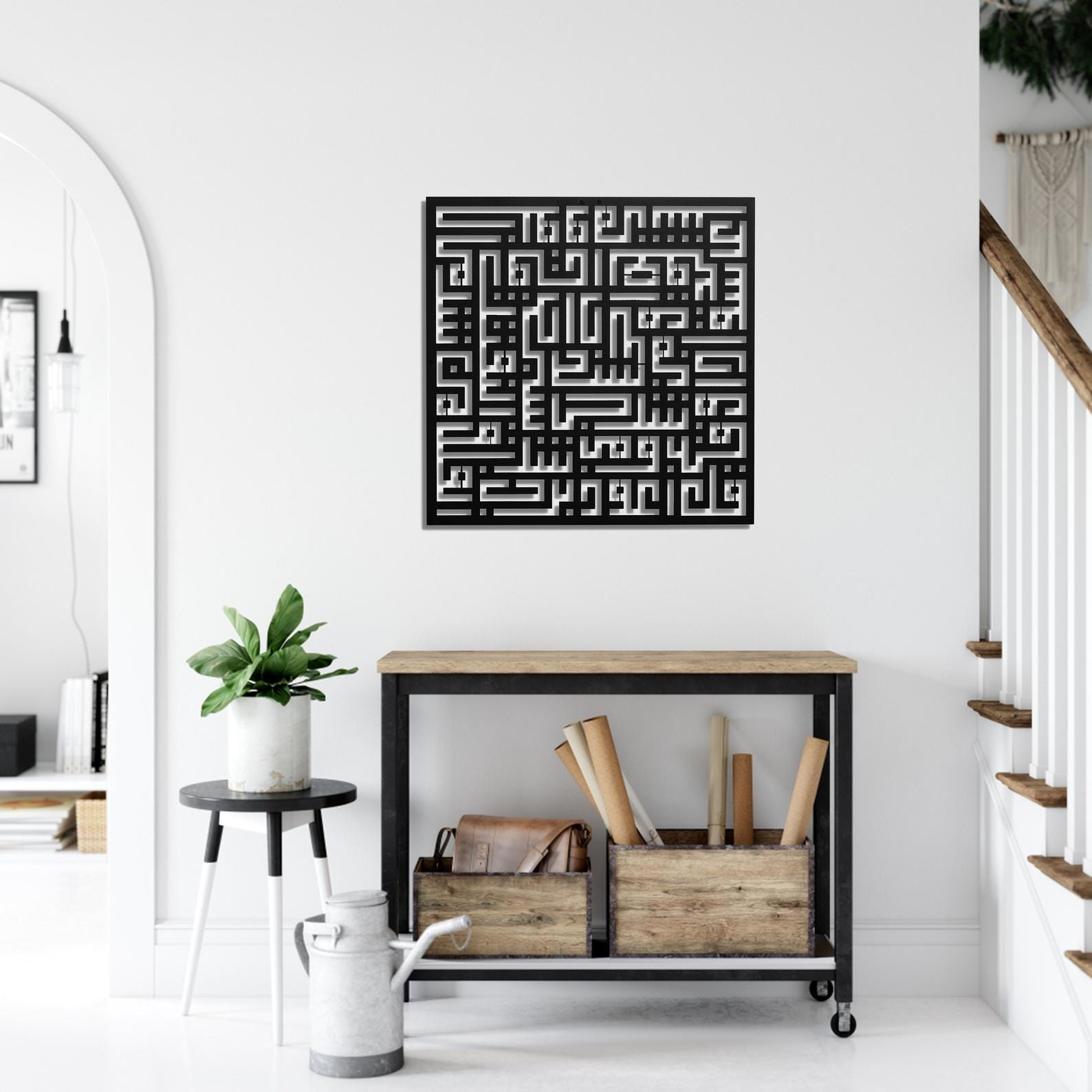 MDF Surah Falak Wall Hanging Decor, 100X100X0.5 Cm - Black
