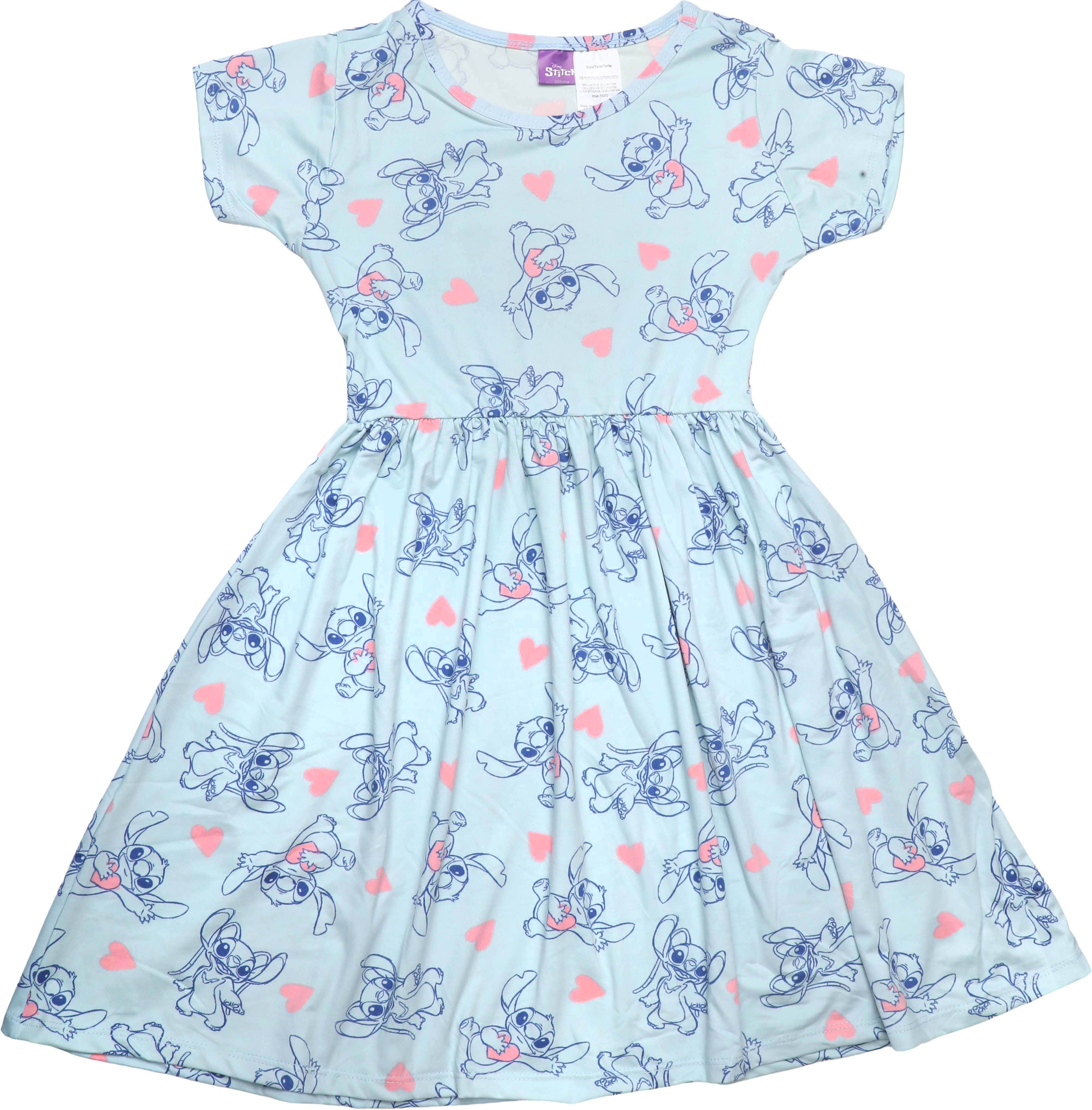 Cotton Dress for Girls - Light Turquoise Rose