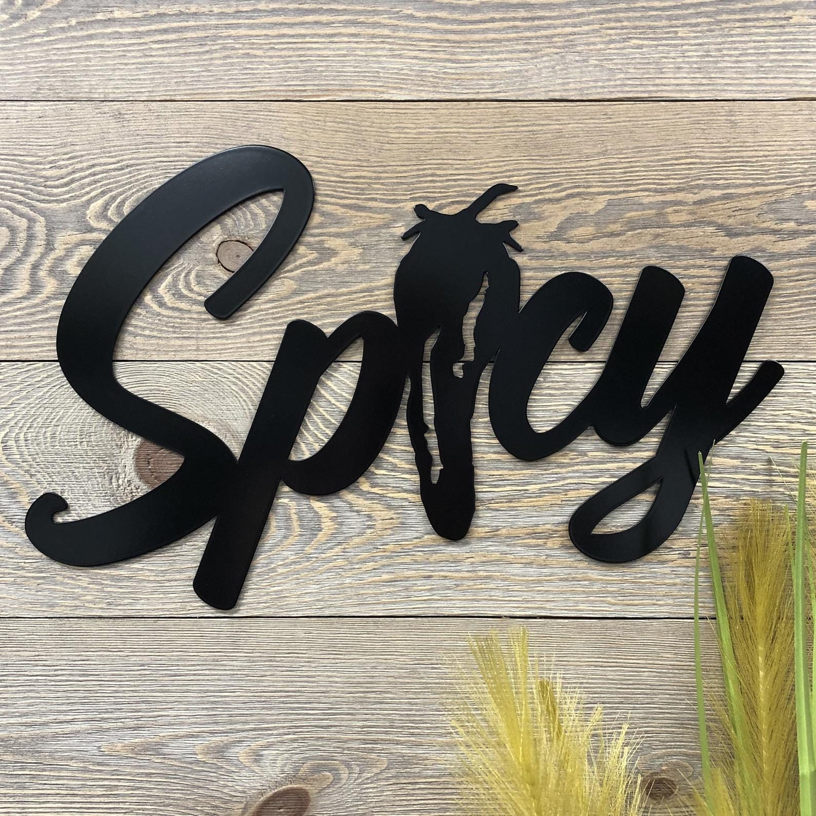 MDF Spicy Word Wall Hanging Art, 100X100X0.5 Cm - Black