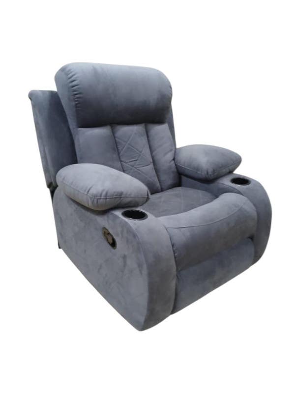 Lazy Boy Recliner Chair, 85 x 100 x 90 cm, Beech + MDF - Grey