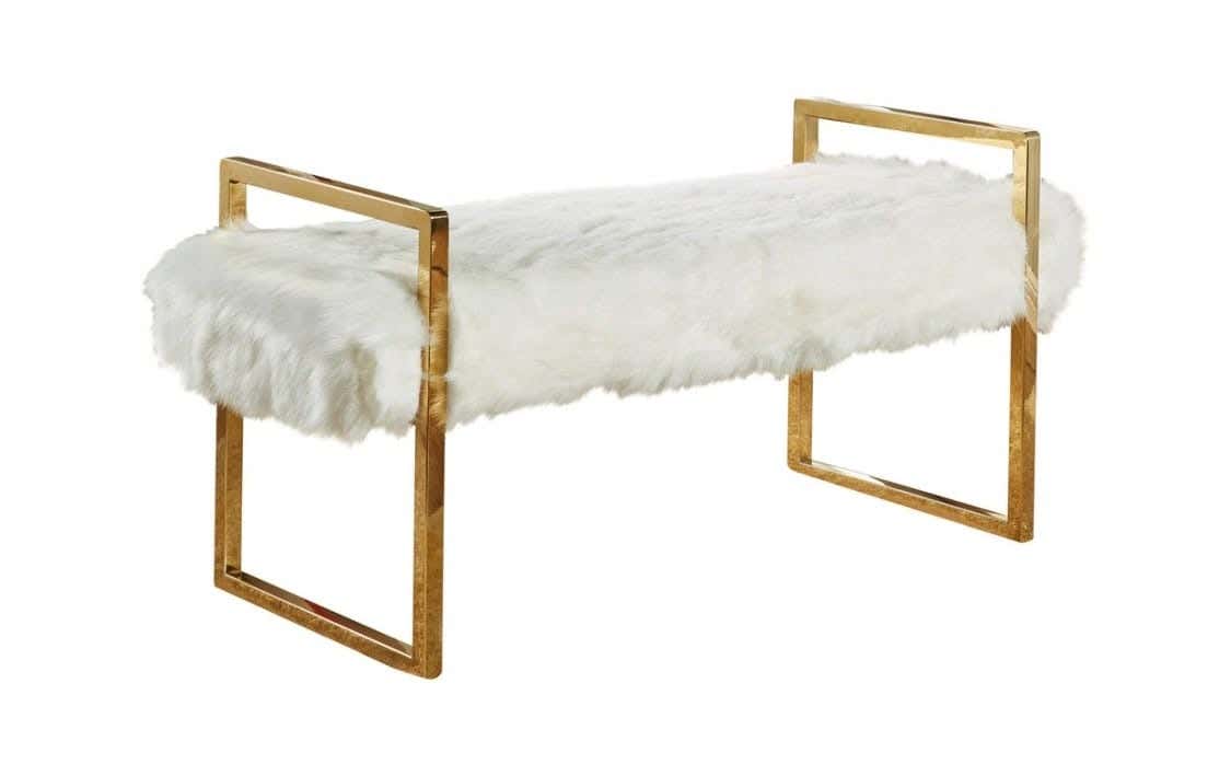 Steel Electrostatic Paint Velvet Banquette, 40×120×45 cm - White