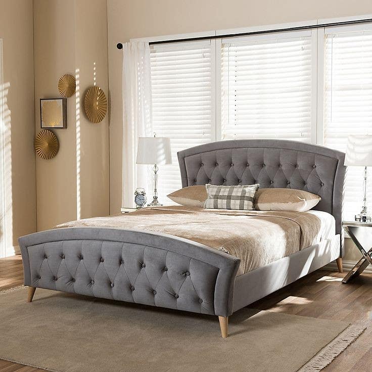 Musky Wood Bed and Contour Wood, 200×120×180 , Velvet - Grey