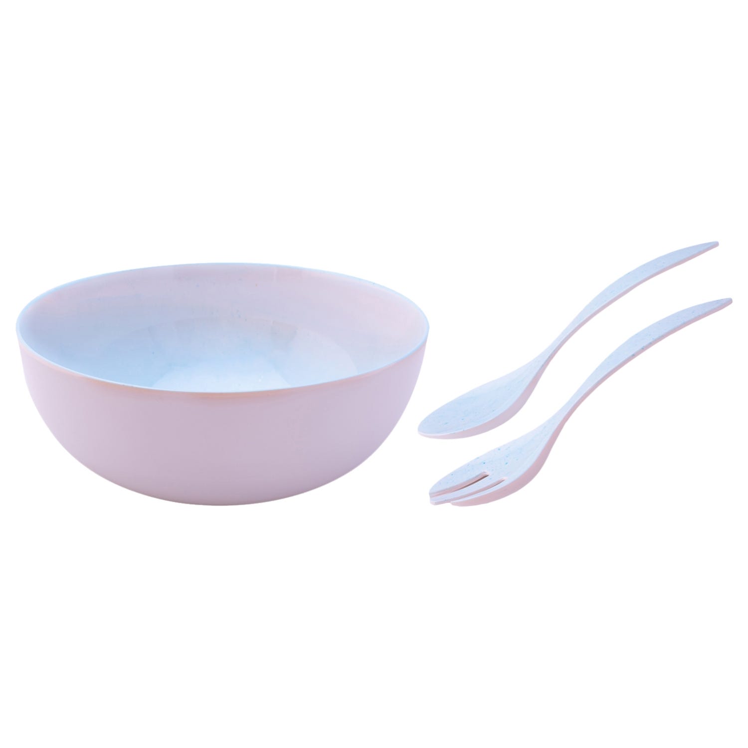 Bright Designs Melamine Serving Bowl With Serving Spoon And Fork Set, 26X10 Cm - Light Blue
