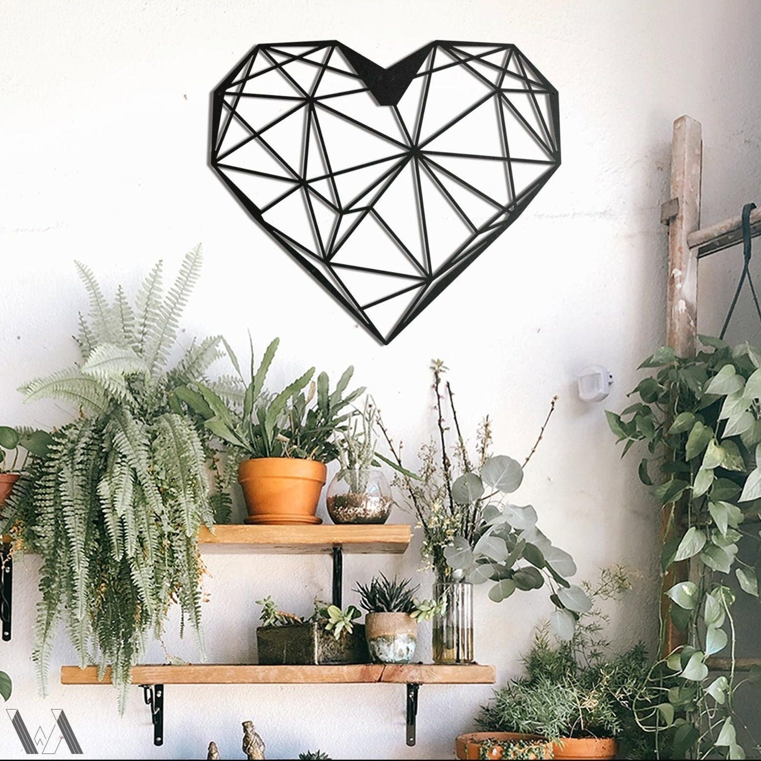 MDF Heart Shape Wall Hanging Decor, 110X97X0.5 Cm - Black