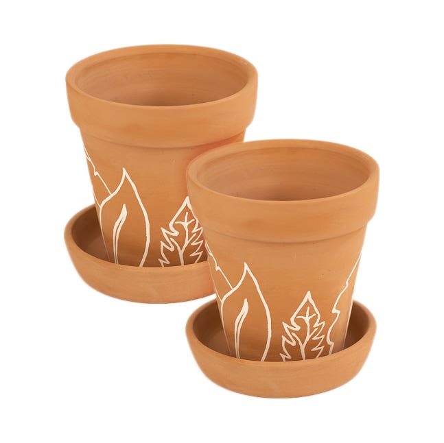 Pottery Plant Pots, 2 Pieces, 10×10 cm - Multicolor