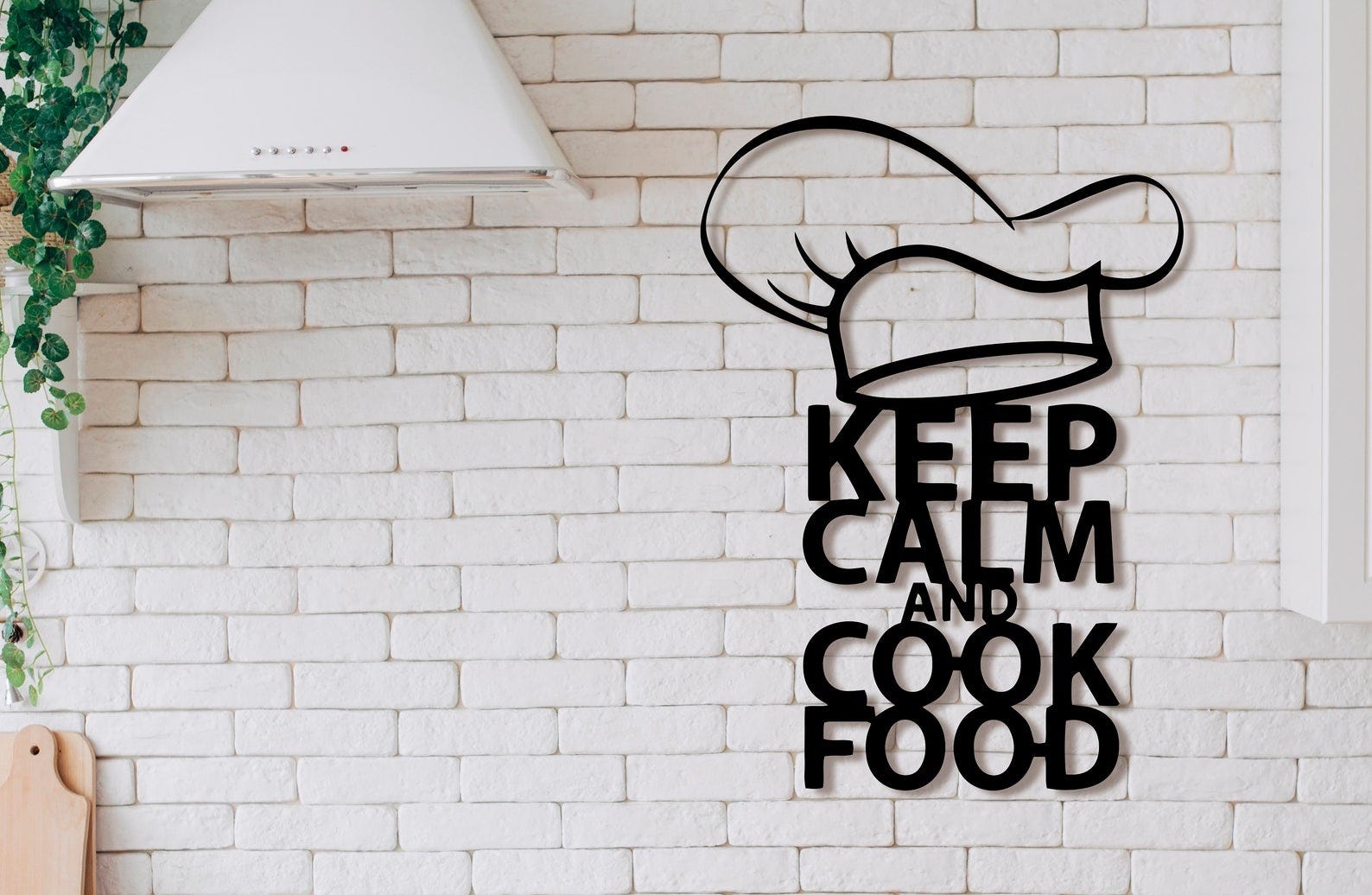 MDF Keep Calm And Cook Food Wall Hanging Art, 90X62X0.5 Cm - Black