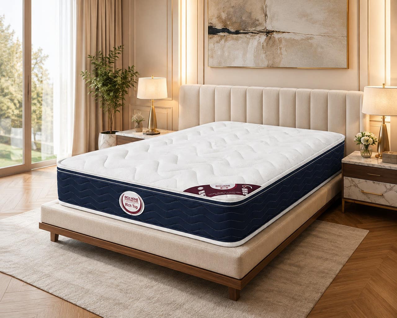Rich Home Mattress, 28 cm, Individual Springs, 100x190 cm - White