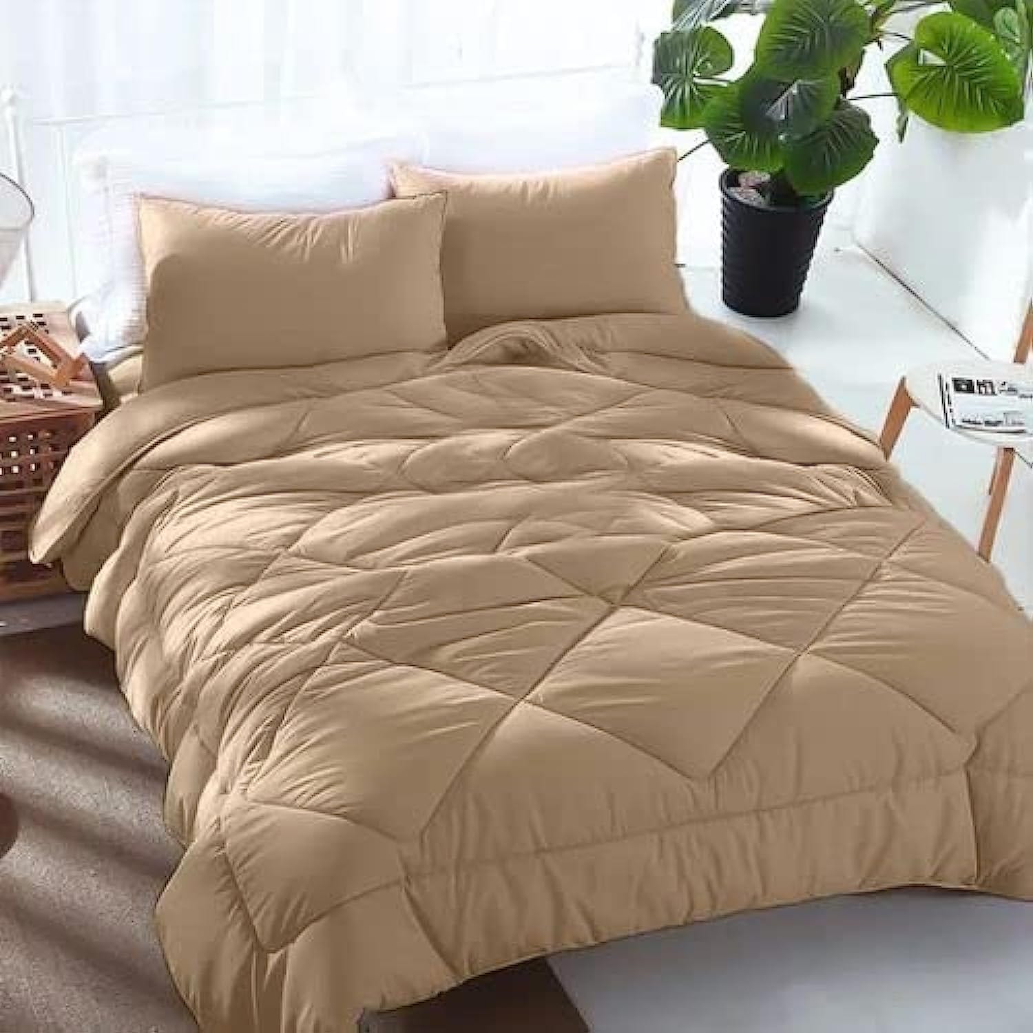 Line Sleep Fiber Quilt, 220x180 cm - Dark Beige