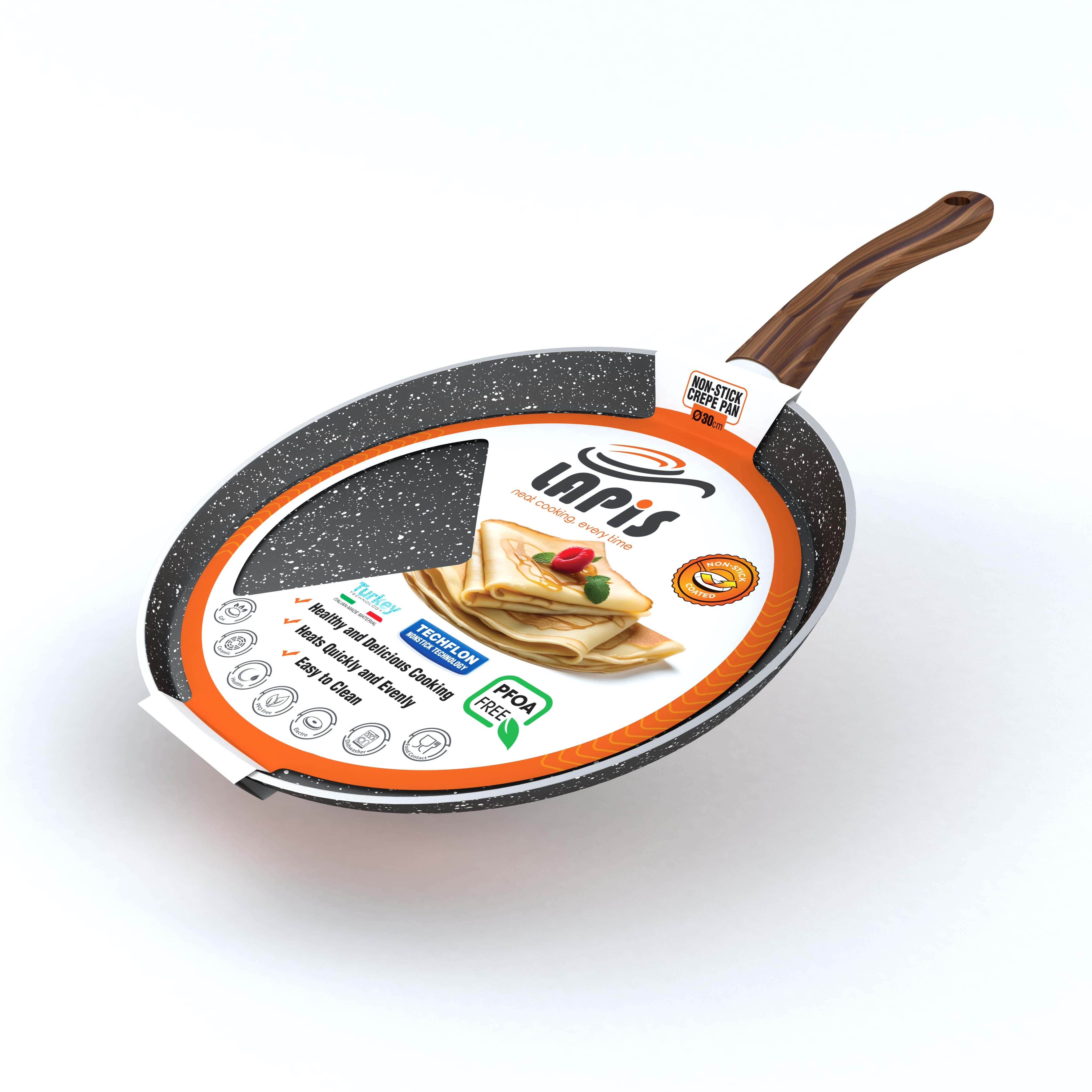 Lapis Geranite Crepe Pan, 30 cm - Black