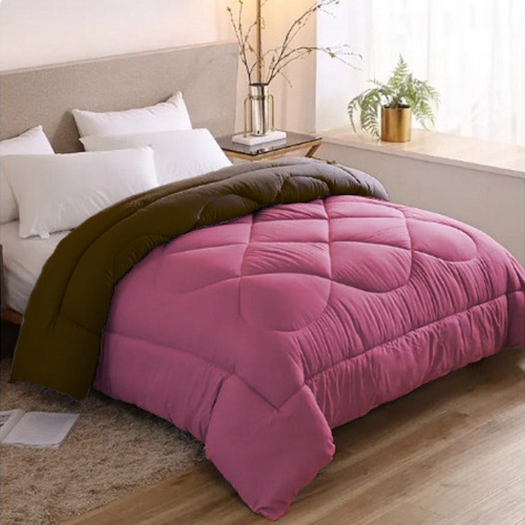 Line Sleep Fiber Double Face Quilt, 220x180 cm - Cashmere Brown
