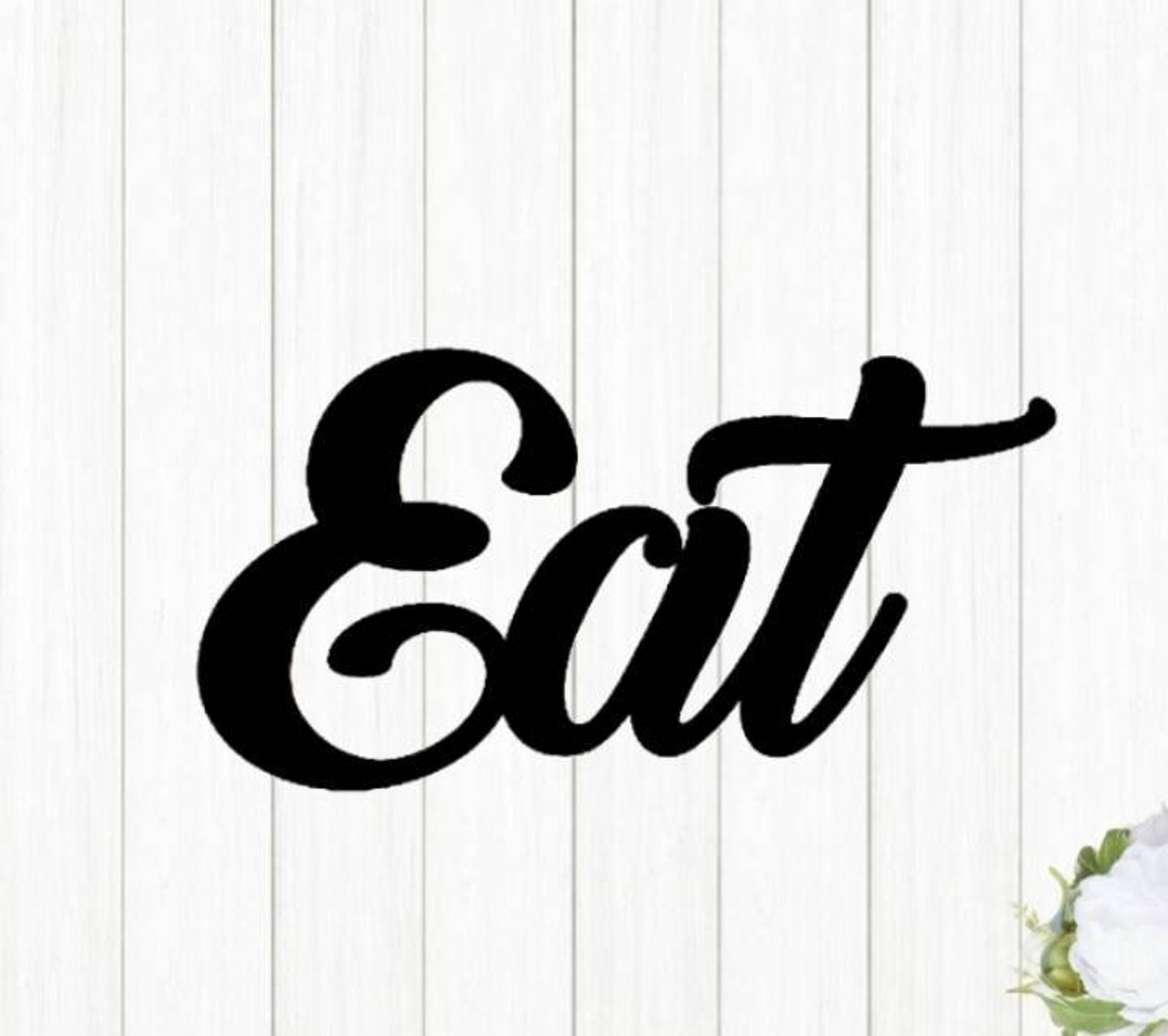 MDF Eat Word Wall Sign Art, 100X50X0.5 Cm - Black
