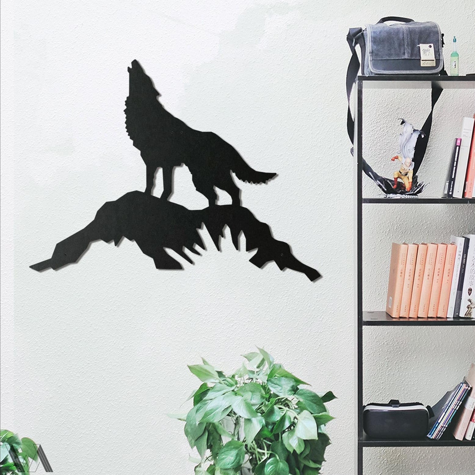 MDF Wolf Wall Hanging Art, 100X77X0.5 Cm - Black