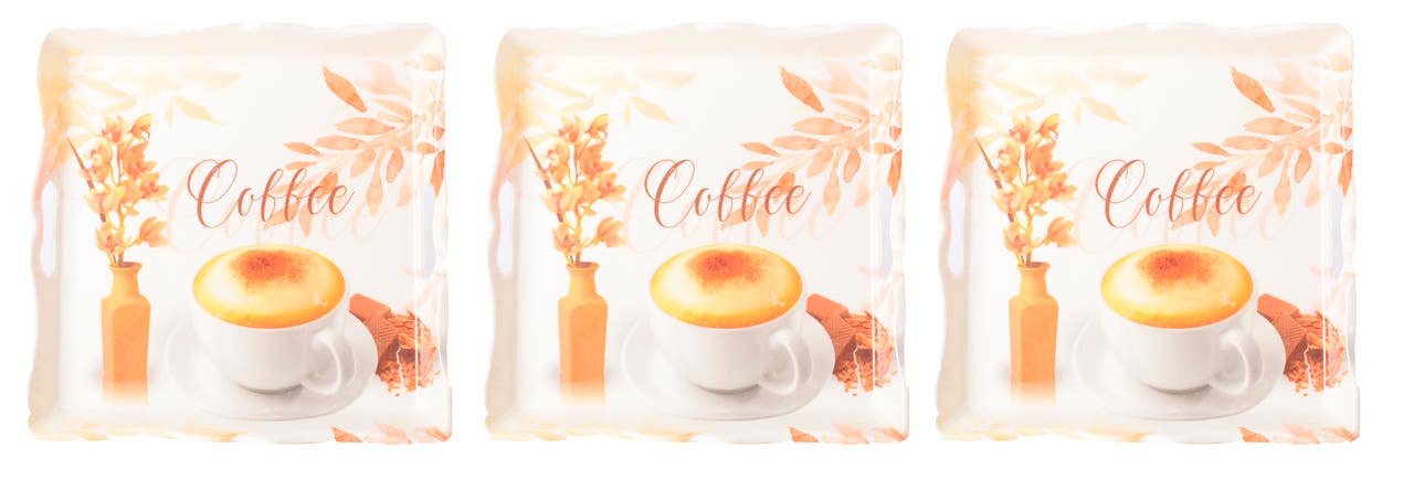 Melamine Square Tray Set, 3 Pieces - Beige White