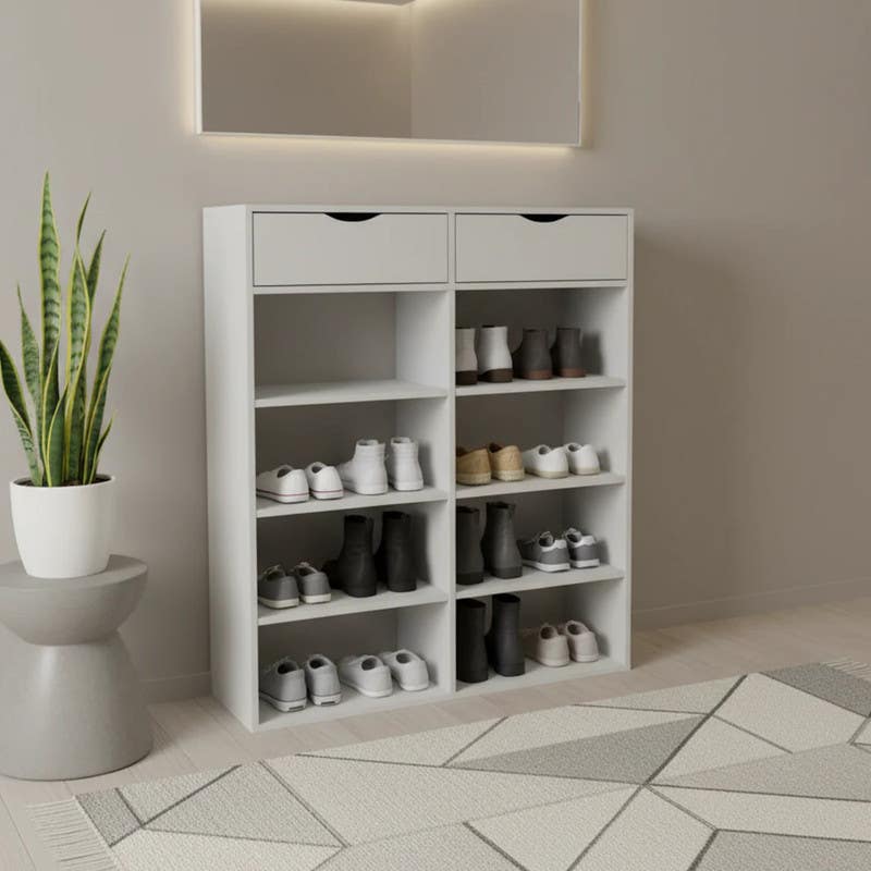 MDF shoe rack, 100x35x120 cm - White