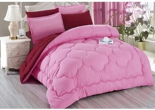 Line Sleep Fiber Double Face Quilt, 220x180 cm - Rose Burgundy