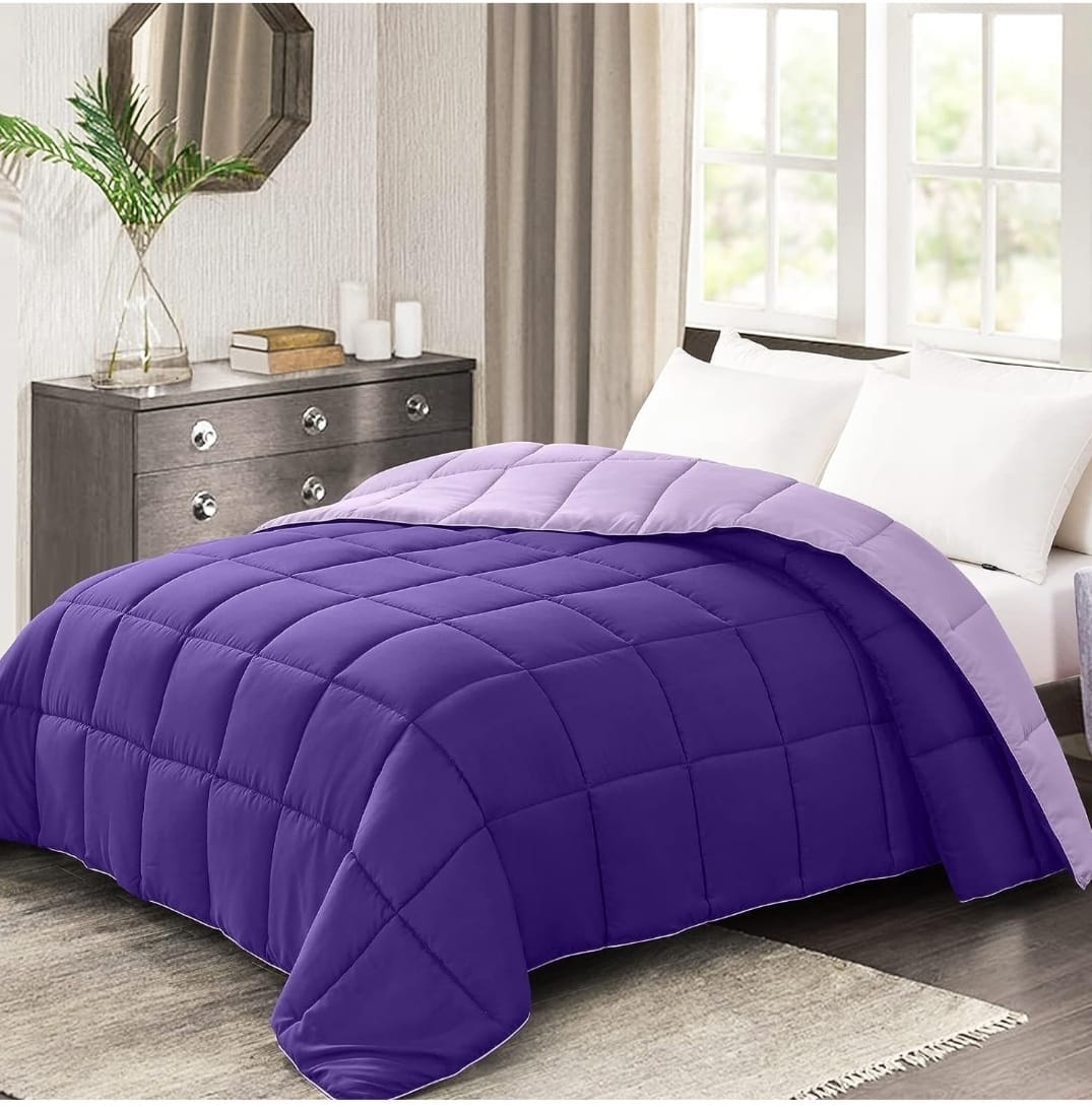Line Sleep Fiber Double Face Quilt, 220x180 cm - Purple Dark Purple