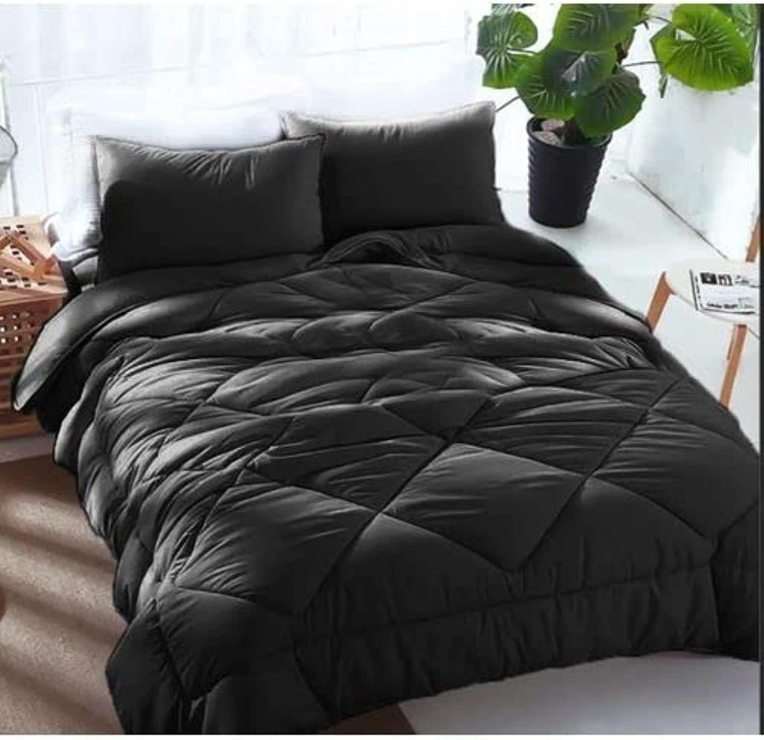 Line Sleep Fiber Quilt, 220x180 cm - Black