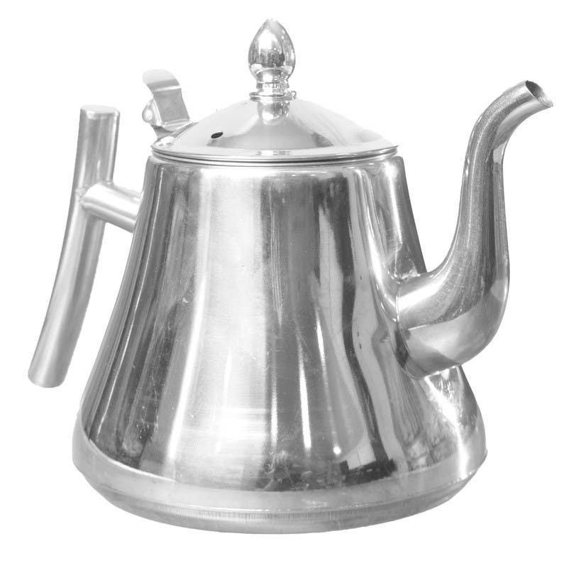 Stainless Steel Teapot with Hammered Handle, 1 Liter - Silver