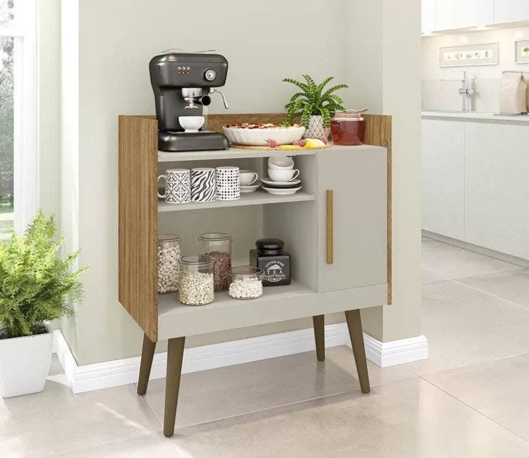 MDF Wood Coffee Table, 70x80x30 cm - Beige White