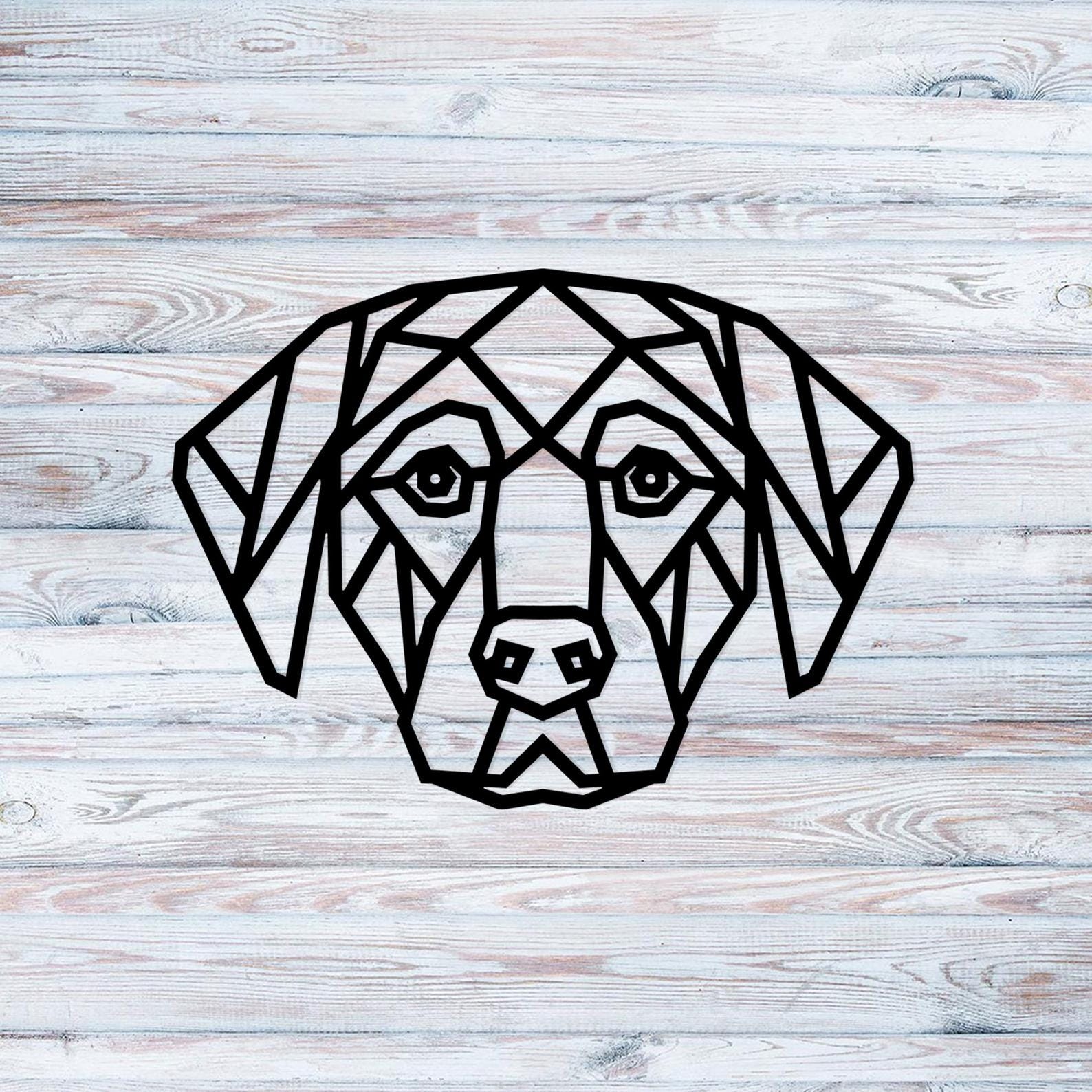 MDF Geometric Dog Head Wall Hanging Art, 100X72X0.5 Cm - Black