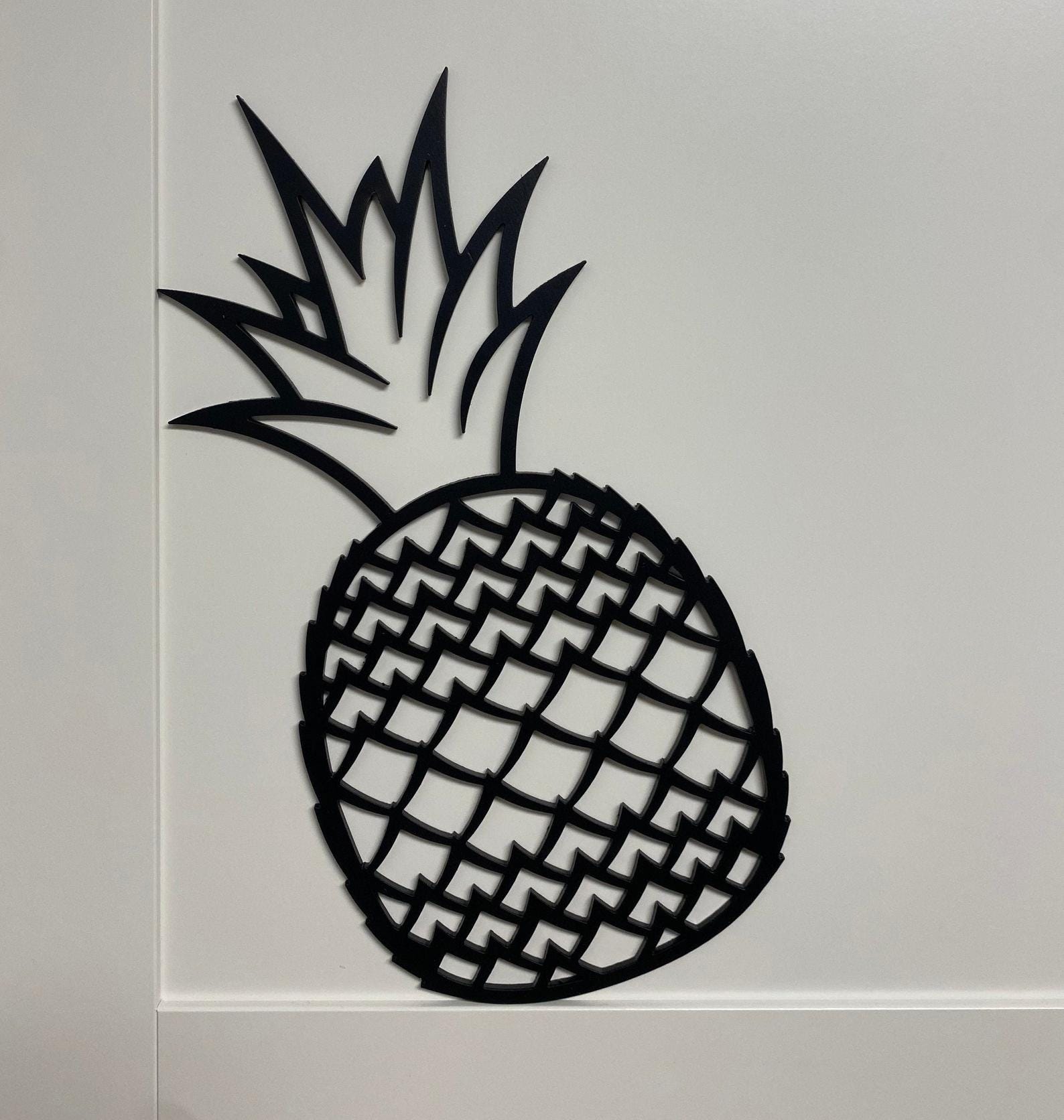 MDF Pineapple Wall Hanging Decor, 100X100X0.5 Cm - Black