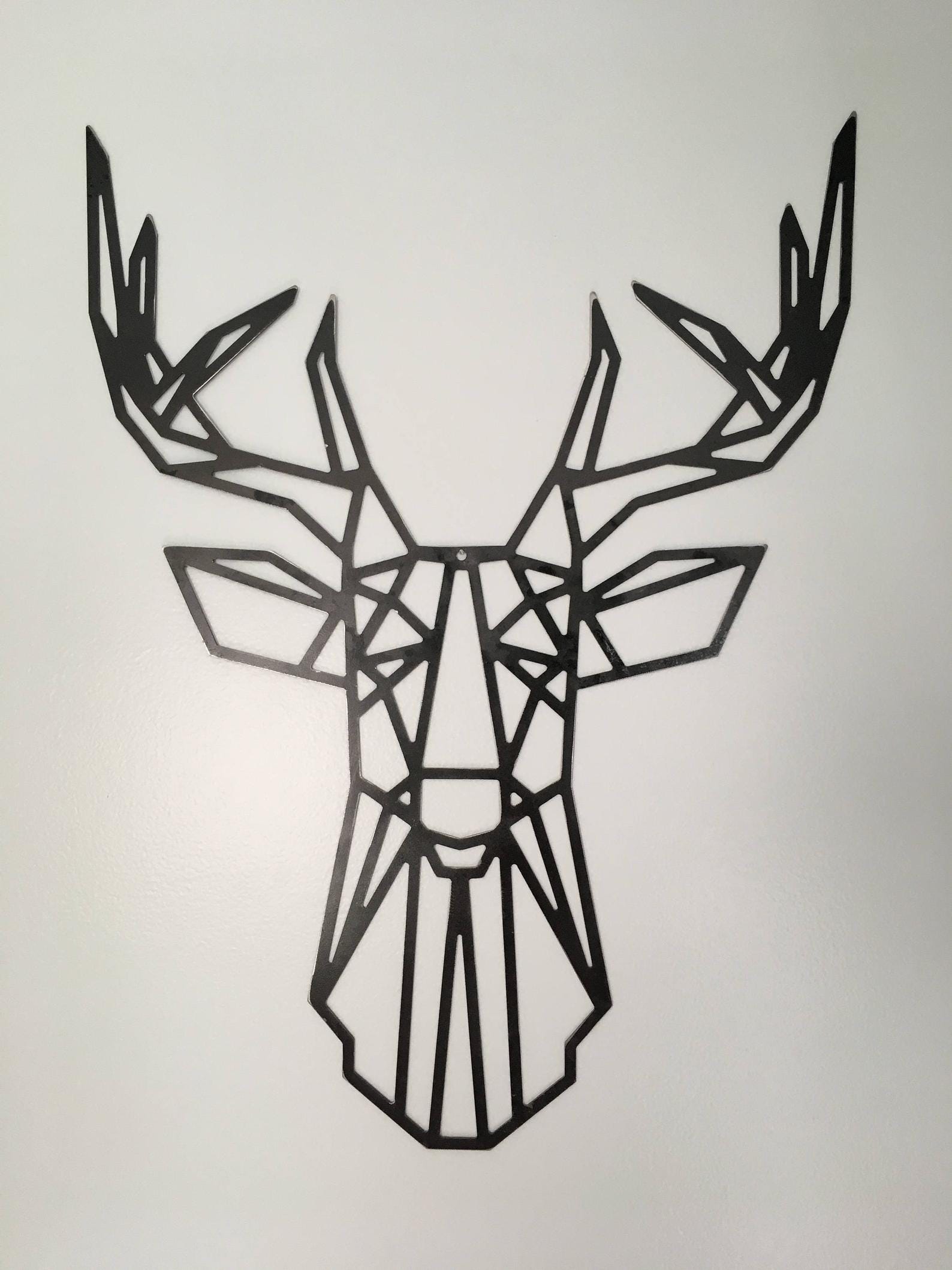 MDF Geometric Deer Head Wall Hanging Art, 100X76X0.5 Cm - Black