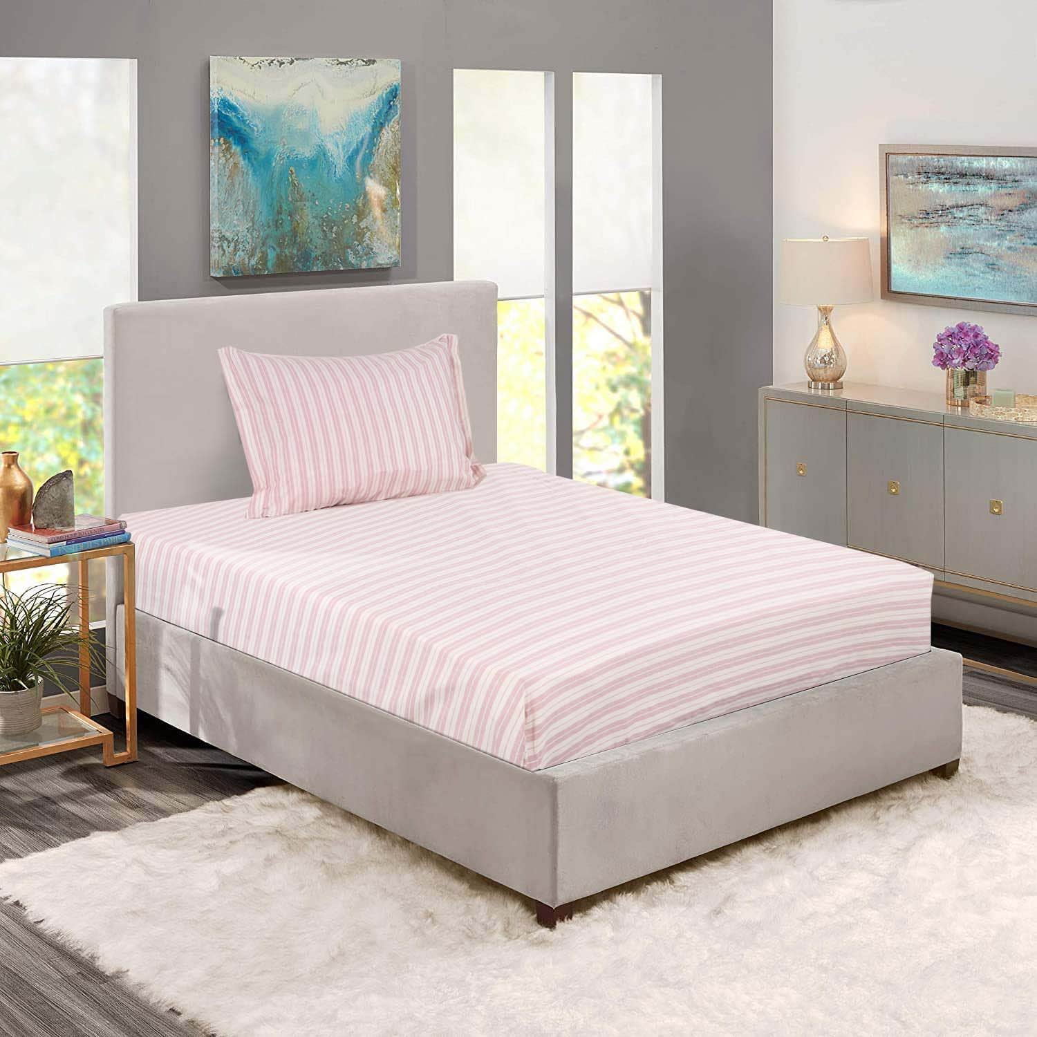 Al Maamoun Cotton Fitted Bedding Set, 2 Pieces, 200×120 cm, 890 gm - Cashmere