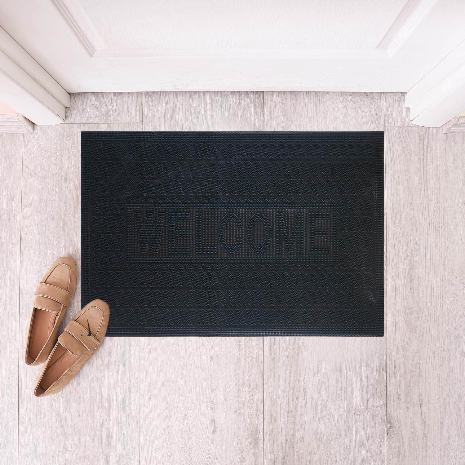 Polypropylene Dots Back Door Mat, 45x75 cm - Green Black
