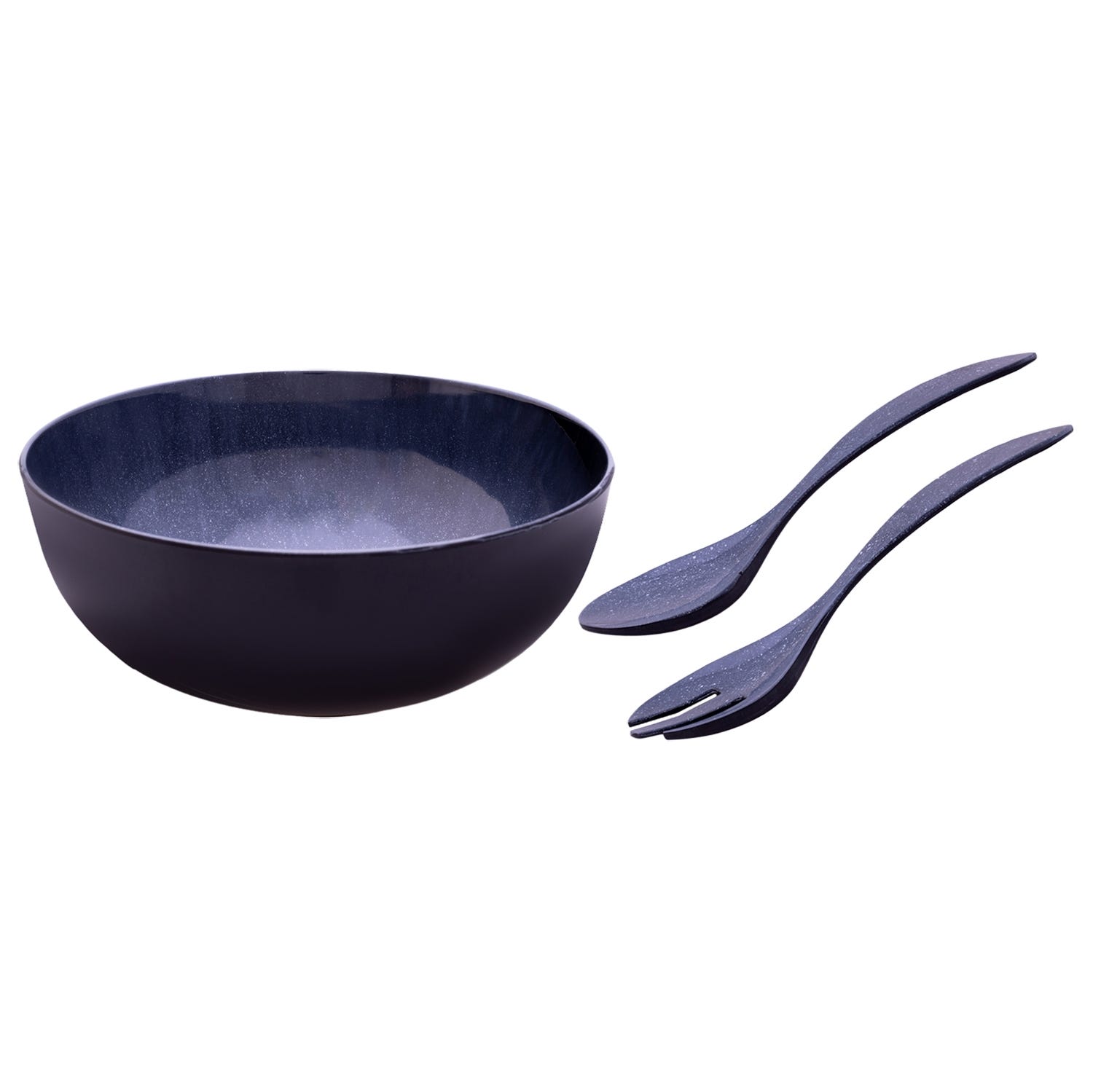 Bright Designs Melamine Serving Bowl With Serving Spoon And Fork Set, 26X10 Cm - Grey