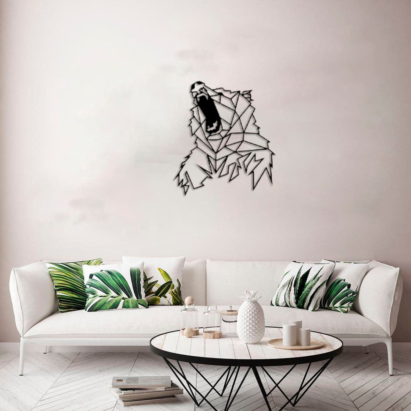 MDF Big Bear Wall Hanging Decor, 110X97X0.5 Cm - Black