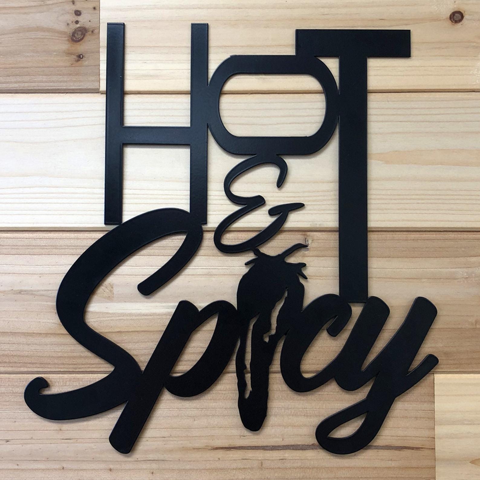 MDF Hot & Spicy Word Wall Hanging Art, 80X85X0.5 Cm - Black