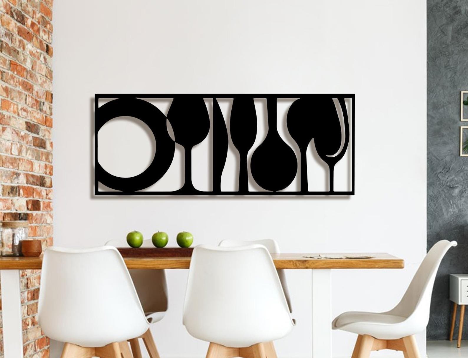 MDF Kitchen Signs Wall Sign Decor, 130X52X0.5 Cm - Black