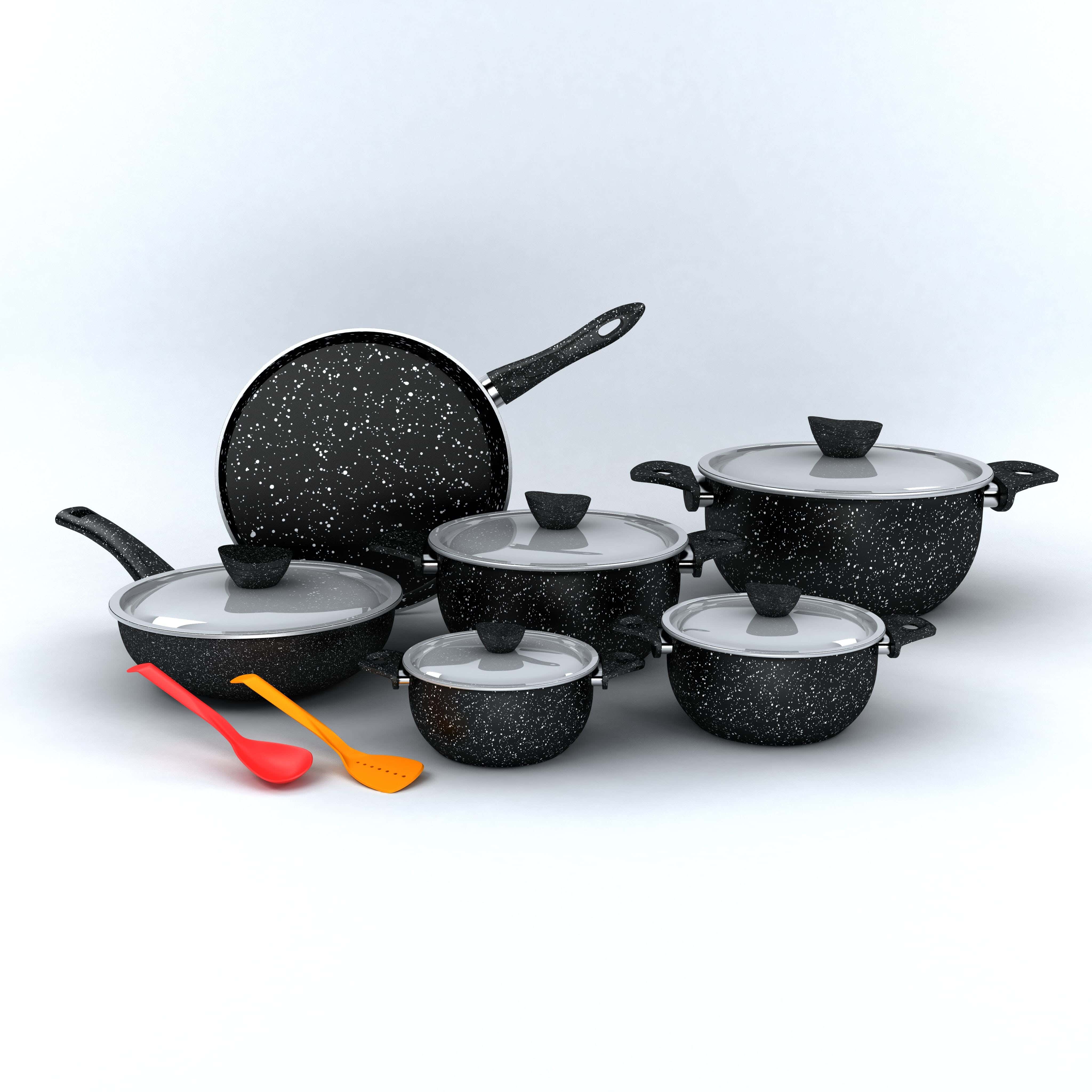 Lapis Geranite + Wok Pot Set, Size 24 cm - Black