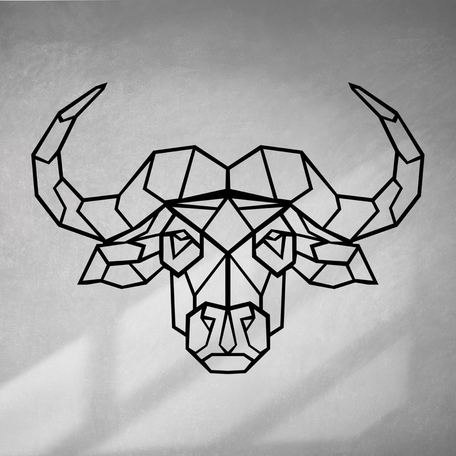 MDF Bull Head Wall Hanging Art, 130X96X0.5 Cm - Black