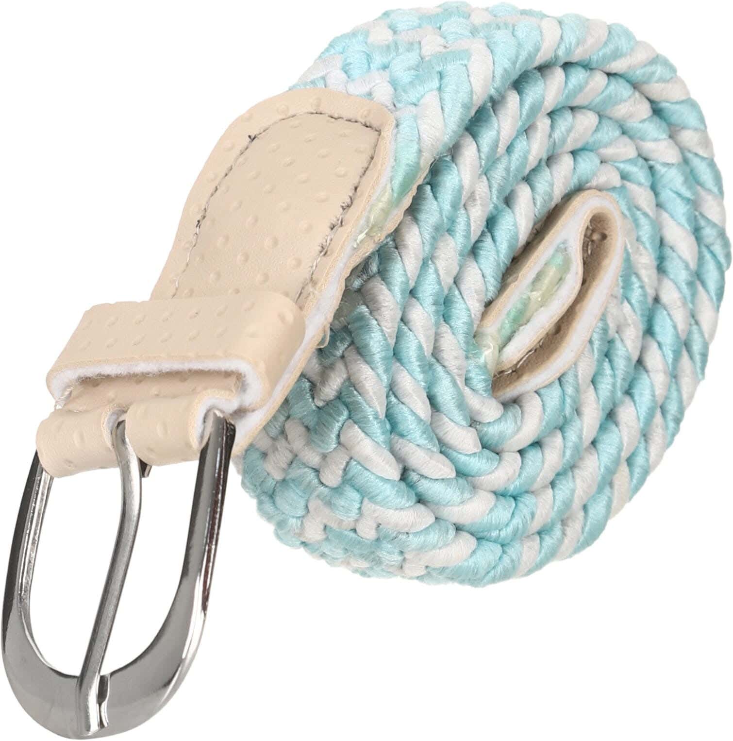 Elastic Belt For Boys, 62 cm - Turquoise White